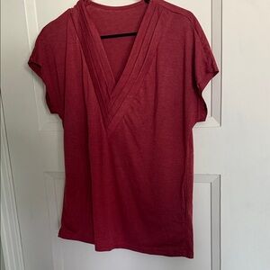 Elegant Red V-Neck Blouse
